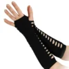 Black Female Ladder Style 10" Gloves Halloween Fancy Dress Accessory