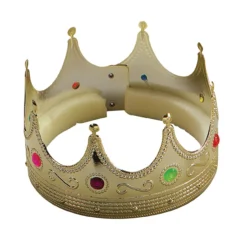 King Queen Golden Crown With Jewels Nativity Royal Fancy Dress Accessory