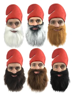 Adults Garden Gnome Faux Fur Cosplay Fancy Dress Beard & Hat Accessory