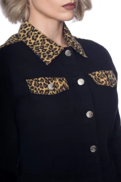 Rock N Roll Feline Leopard & Black Denim Jacket -Halloween Cosplay 1536173145JT6064 4