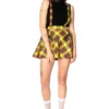 Highlife Pinafore Suspender Skirt Yellow Tartan