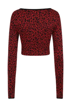 Cherry Red Leopard Print Sweater Top 13 Cherry Red Leopard Print Sweater Top -Halloween Cosplay 1619604549JP57059 3