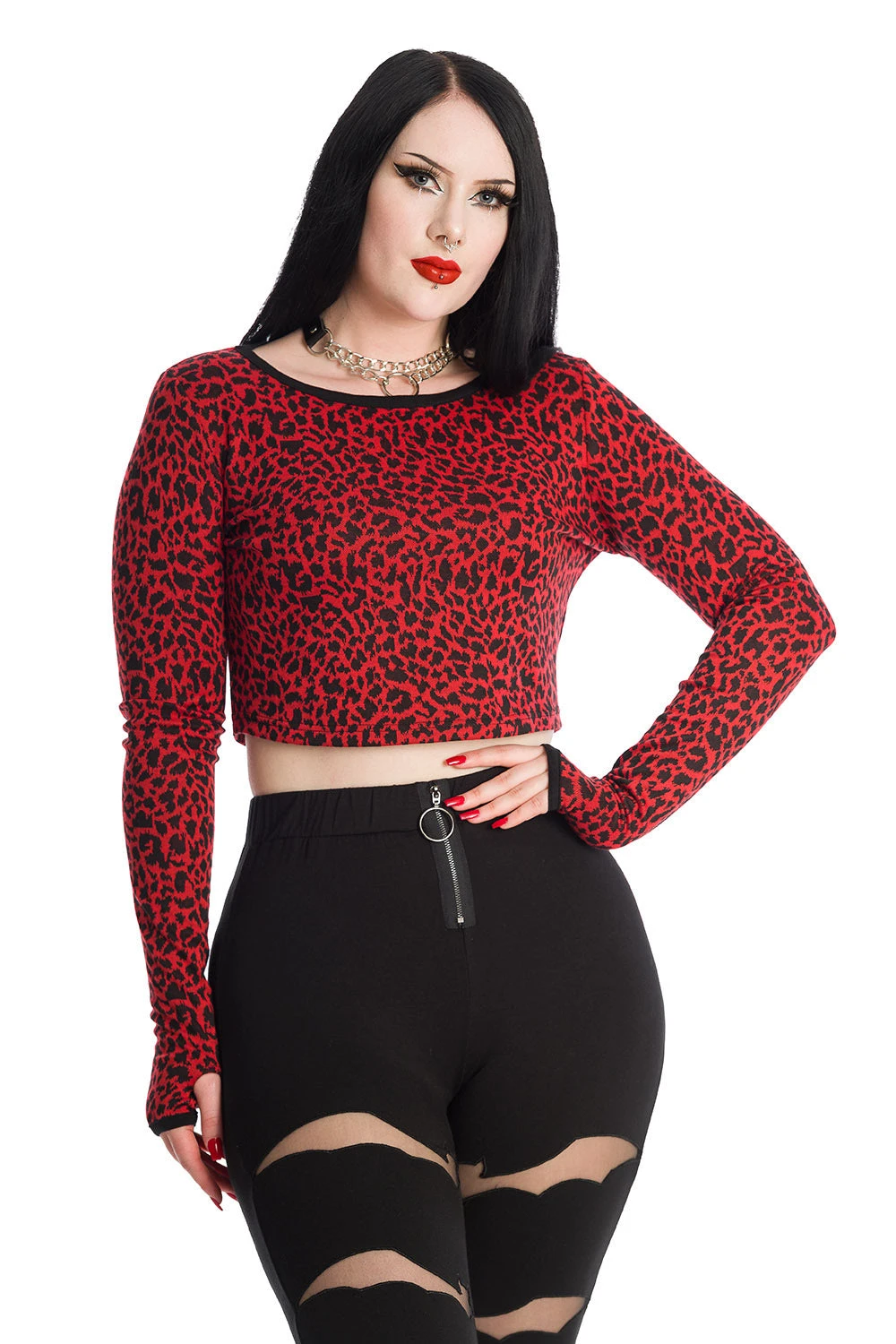 Cherry Red Leopard Print Sweater Top 1 Cherry Red Leopard Print Sweater Top