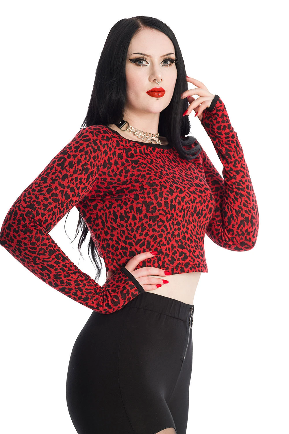 Cherry Red Leopard Print Sweater Top 4 Cherry Red Leopard Print Sweater Top - Image 4