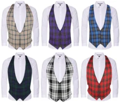 Adults Backless Tartan Waistcoat Burns Night Hogmanay Scottish Themed Fancy Dress