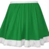 Ladies Green X-Mas Elf Full Circle 15" Skater Skirt With White Faux Fur Trim Christmas Fancy Dress