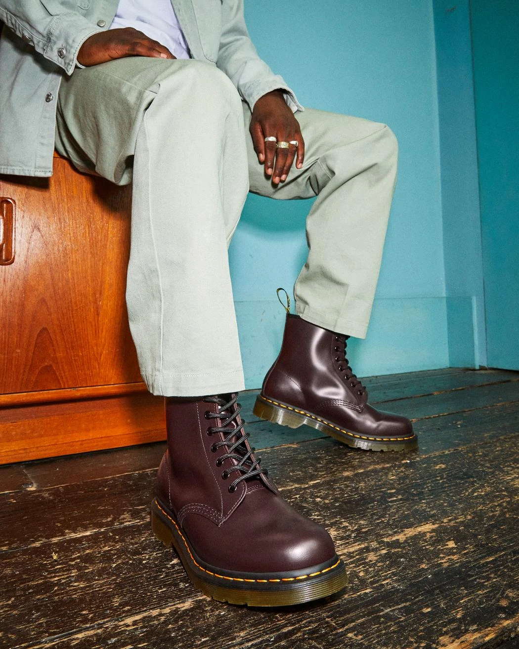 Dr. Martens 1460 Burgundy Smooth Dr. Marten 8 Eye Boots 2 Dr. Martens 1460 Burgundy Smooth Dr. Marten 8 Eye Boots - Image 2