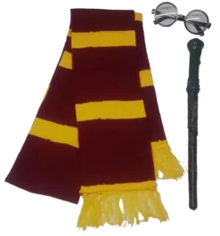 School Boy Girl Wizard House Scarf Wand & Glasses Halloween Book Day Fancy Dress Costume Accessories