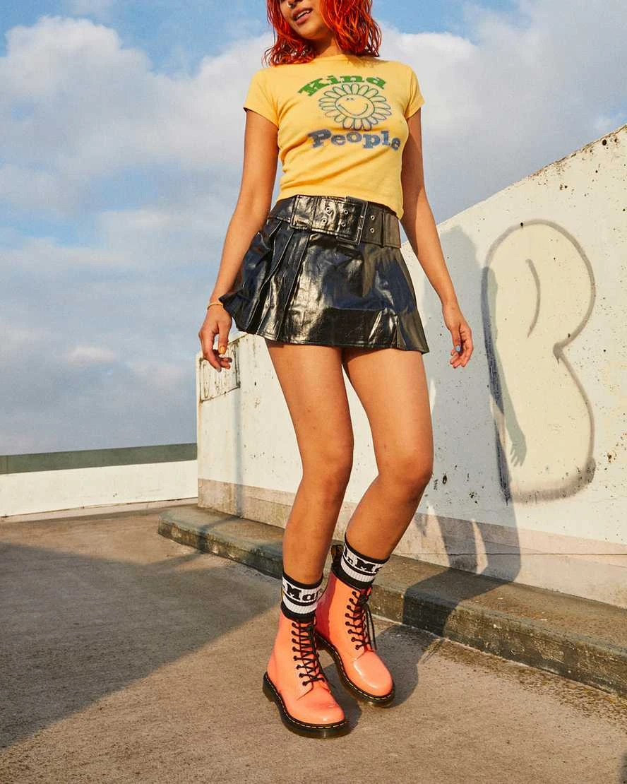 Dr. Martens 1460 Shiny Coral Patent Leather Boots 2 Dr. Martens 1460 Shiny Coral Patent Leather Boots - Image 2