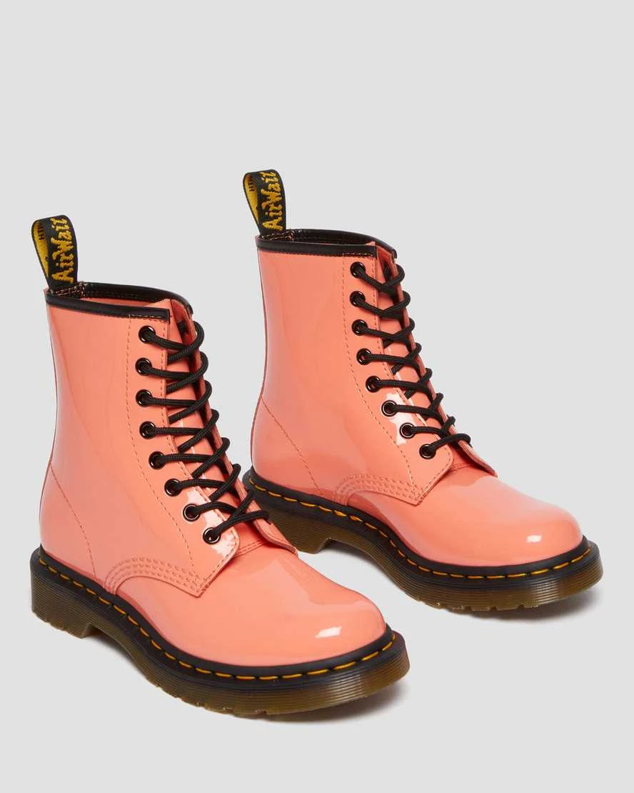 Dr. Martens 1460 Shiny Coral Patent Leather Boots 1 Dr. Martens 1460 Shiny Coral Patent Leather Boots