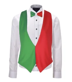 Adults Italy Flag Backless Waistcoat & Bow Tie Italian Waiter Outfit Accessory