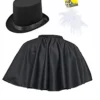 Adults Black Mantle Cape Top Hat & Gloves Gentleman Fancy Dress Set