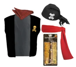 Childs 8-12 Yrs Pirate Adventurer Deck Hand Swashbuckler Fancy Dress Costume