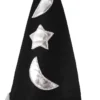 Childrens Mystical Plush Black & Silver Pointed Magical Wizzard Hat