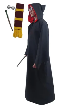 School Boy Wizard World Book Day Halloween Fancy Dress Costume [One Size] CAPE GLASSES WAND SCARF