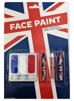 Union Jack UK Face Paint Red Blue & White Non Toxic Palette Fancy Dress Accessory
