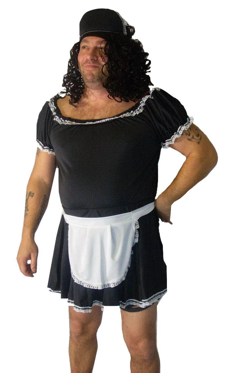 Mens Funny French Maid Stag Night Party Fancy Dress Male Costume 1 Mens Funny French Maid Stag Night Party Fancy Dress Male Costume