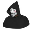 Adults Unisex Anonymous V For Vendetta Mask & Black Fleece Hood Guy Fawkes