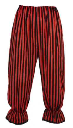 Adults Long Red & Black Vertical Stripe Steampunk Bloomers Victorian Fancy Dress