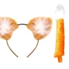Unisex 2pc Fox Ears & Tail Set Instant Fancy Dress Head Accessory