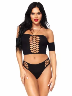 LEG AVENUE Bad Intentions Crop Top & Thong Set