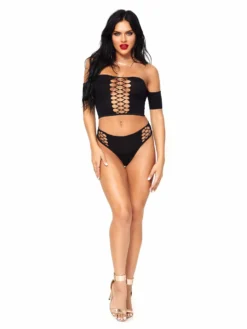 LEG AVENUE Bad Intentions Crop Top & Thong Set -Halloween Cosplay 81572 01 001