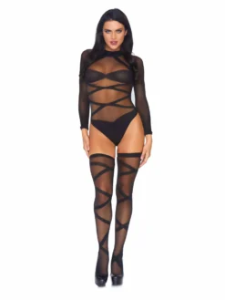 LEG AVENUE Truth Or Dare Bodysuit And Thigh Highs Set -Halloween Cosplay 8471 01 001
