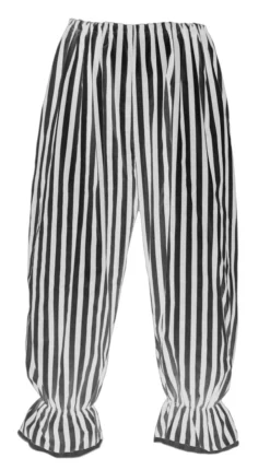 Adults Long White & Black Vertical Stripe Steampunk Bloomers Victorian Fancy Dress