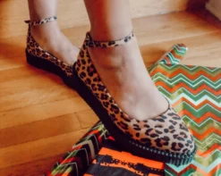 Leopard Pointed Ballet Ankle Strap Creeper