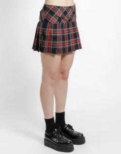 Black & Red Plaid Pleated Skirt -Halloween Cosplay AG1244 BLKPLD S