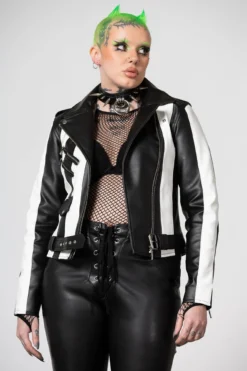 Beetlejuice Vegan Leather Jacket -Halloween Cosplay BEETLEJUICE LEATHER JACKET W 1