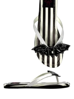 Betty Bat Black & White Striped Sandal