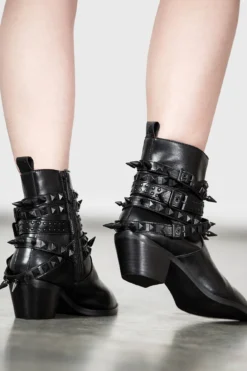 Black Spiked & Studded Buckle Callista Boots -Halloween Cosplay CALLISTA BOOTS BLACK W D