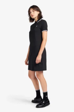 Fred Perry Twin Tipped Polo Dress Black / White -Halloween Cosplay D3600 350 6