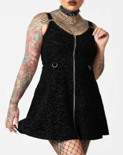 Feelin Purrty Black Leopard Skater Dress