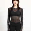 Classic Long Sleeve Black Fishnet Top