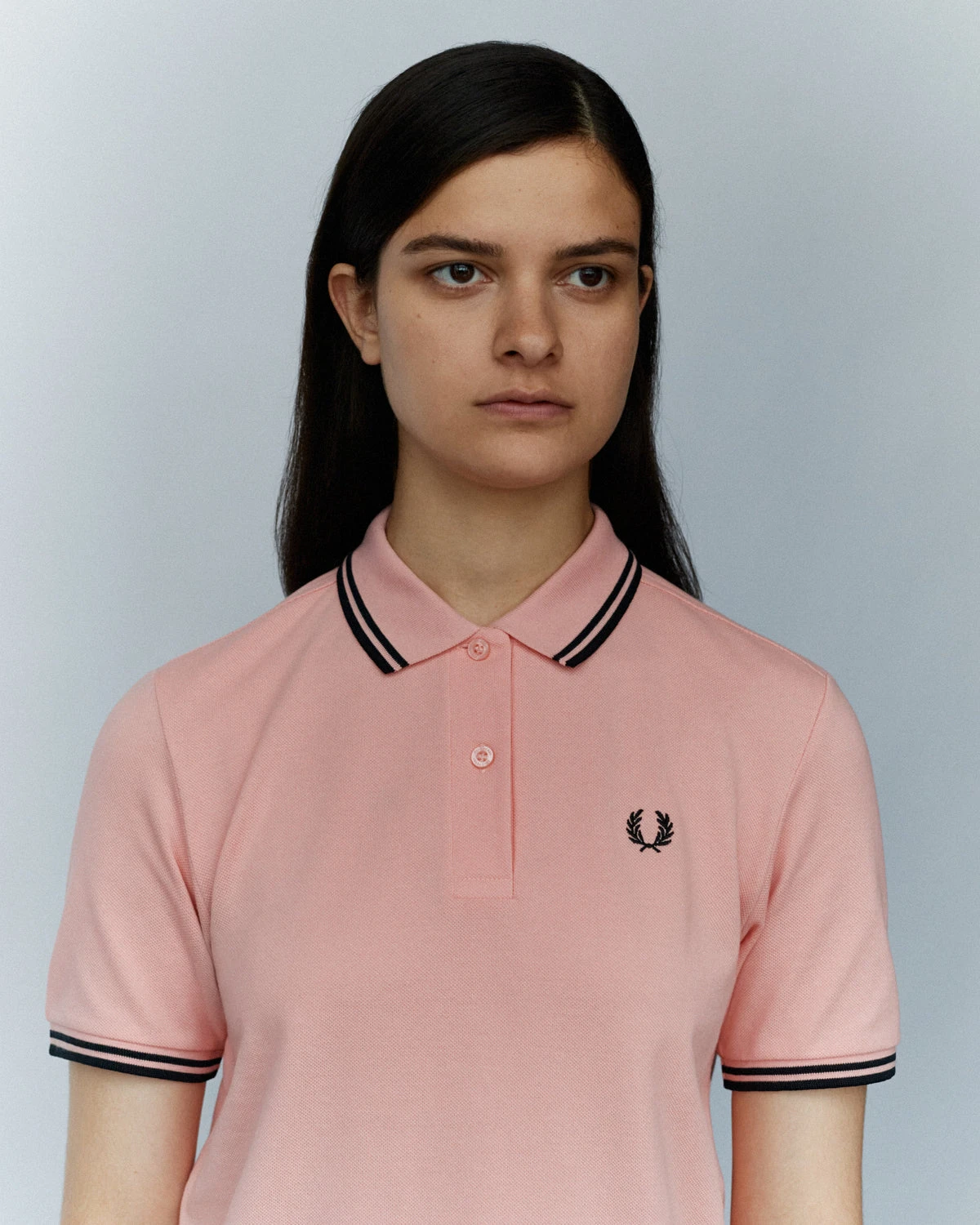 Fred Perry Polo Shirt Black / Pink Peach 2 Fred Perry Polo Shirt Black / Pink Peach - Image 2
