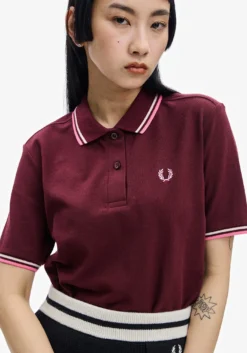 Fred Perry Polo Shirt Oxblood / Silky Peach / Bright Pink