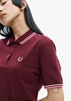 Fred Perry Polo Shirt Oxblood / Silky Peach / Bright Pink -Halloween Cosplay G3600 R59 Z5