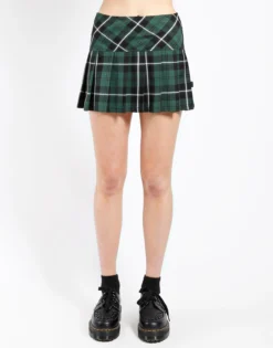 Green Plaid Pleated Skirt -Halloween Cosplay GN1244 GRNPLD F