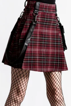 Gunner Pleated Skirt Blood Red Plaid
