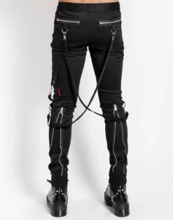Classic Slim Black Bondage Pants 14 Classic Slim Black Bondage Pants -Halloween Cosplay IS674M BLK B 1
