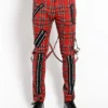 Classic Slim Leg Red Plaid Bondage Pants
