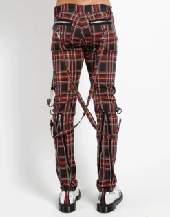 Classic Slim Black Plaid Bondage Pants -Halloween Cosplay IS674MP BLKPLD B