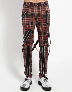 Classic Slim Black Plaid Bondage Pants -Halloween Cosplay IS674MP BLKPLD F 1
