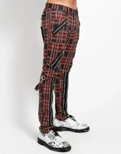 Classic Slim Black Plaid Bondage Pants -Halloween Cosplay IS674MP BLKPLD S