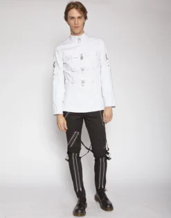 Classic Slim Black Bondage Pants 13 Classic Slim Black Bondage Pants -Halloween Cosplay IS674M BLK FL