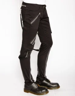 Classic Slim Black Bondage Pants 11 Classic Slim Black Bondage Pants -Halloween Cosplay IS674M BLK S