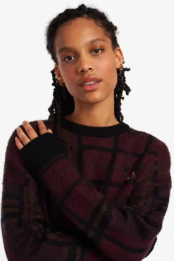 Fred Perry Oxblood Tartan Panel Sweater -Halloween Cosplay K4107 597 4