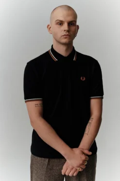 Fred Perry Polo Black / Ecru / Nut Flake -Halloween Cosplay M12 Q42 5